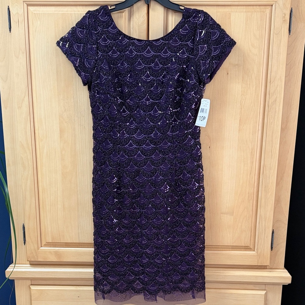 Studio One Purple Sequin Lace Midi Dress